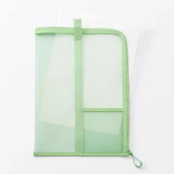 Porte-documents en nylon maillé avec fermeture éclair - A4, Vert