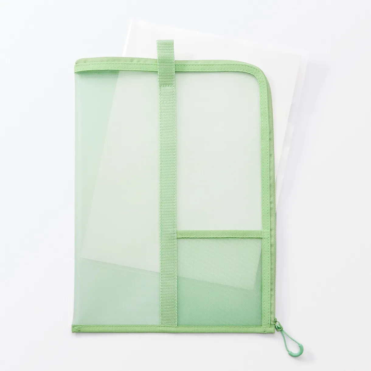 Porte-documents en nylon maillé avec fermeture éclair - A4, Vert