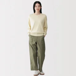 Pull à col en V en mélange de fibres de soja pour femme