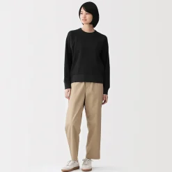 Pull à col rond en coton biologique tricoté gaufré pour femme