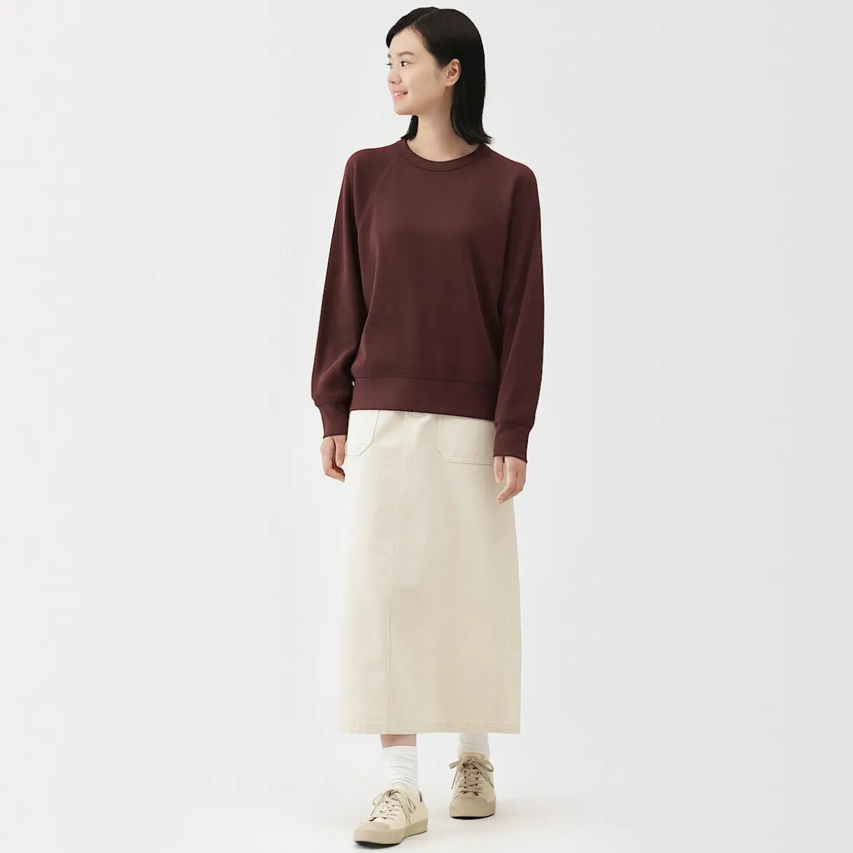 Pull à col rond en coton biologique tricoté gaufré pour femme