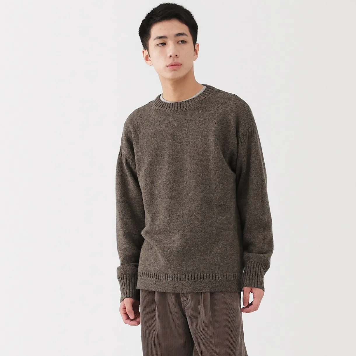 Pull à col rond en laine des Andes à grosses mailles pour homme