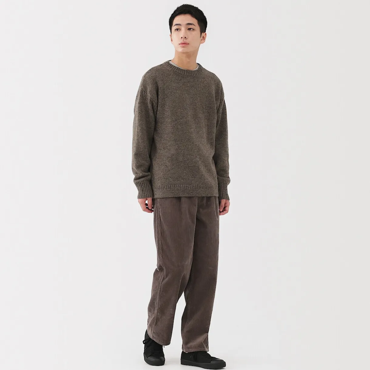 Pull à col rond en laine des Andes à grosses mailles pour homme