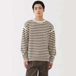Pull à col rond en laine des Andes à grosses mailles pour homme