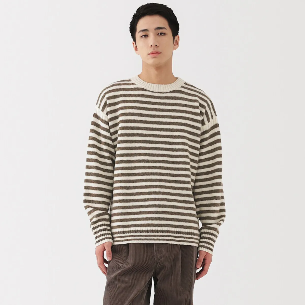 Pull à col rond en laine des Andes à grosses mailles pour homme