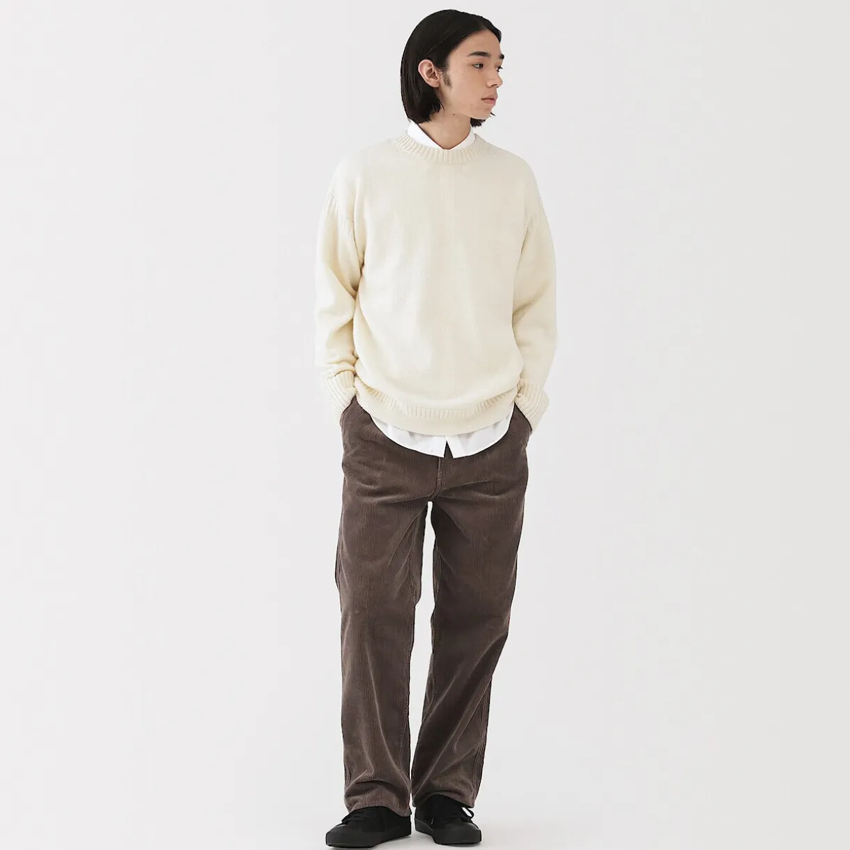 Pull à col rond en laine des Andes à grosses mailles pour homme