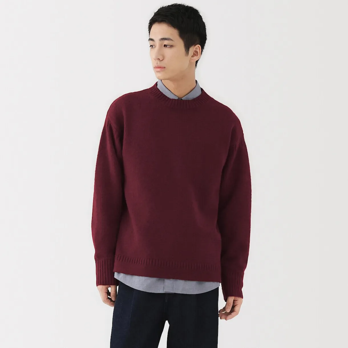 Pull à col rond en laine des Andes à grosses mailles pour homme