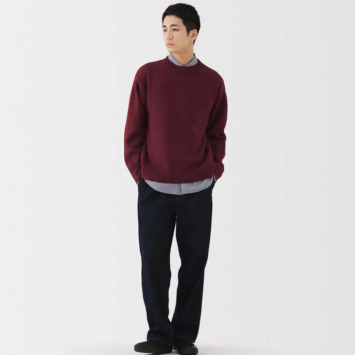 Pull à col rond en laine des Andes à grosses mailles pour homme