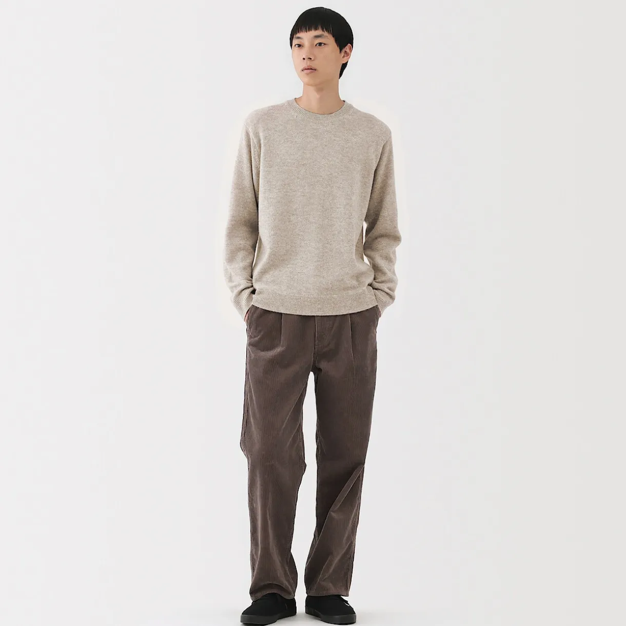 Pull à col rond en laine tricot moyen pour homme