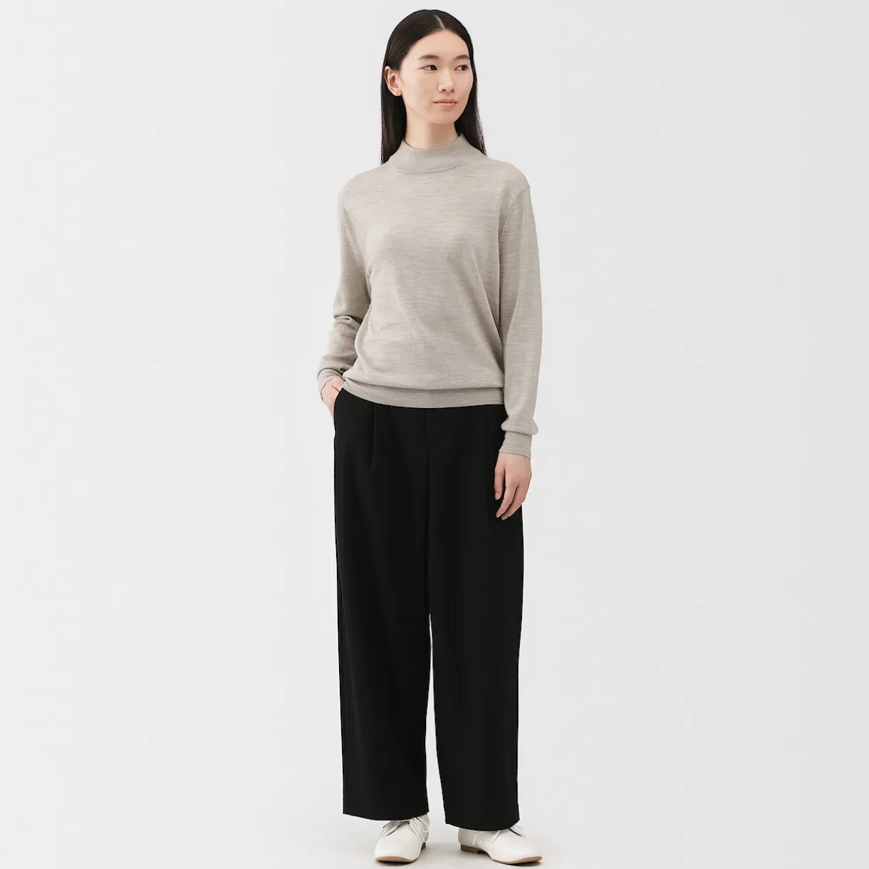 Pull col montant en laine à fine maille femme