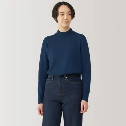 Pull col montant en laine à fine maille femme
