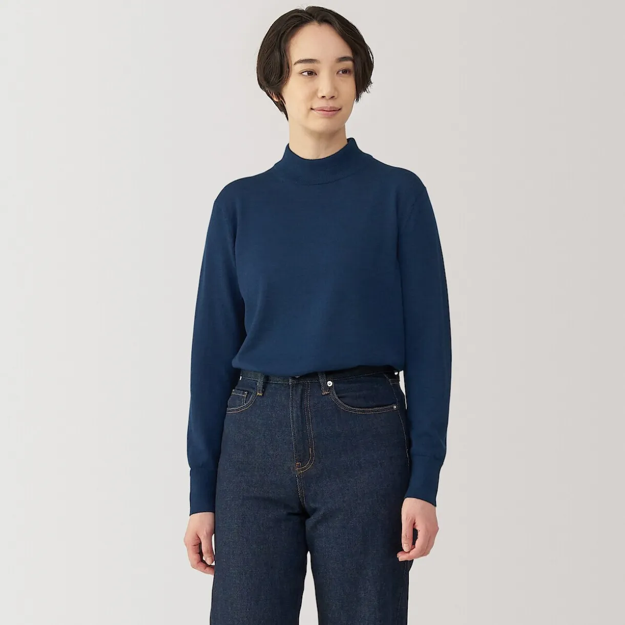 Pull col montant en laine à fine maille femme