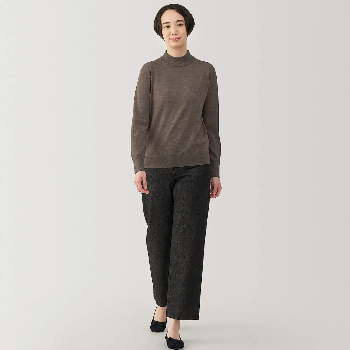 Pull col montant en laine à fine maille femme