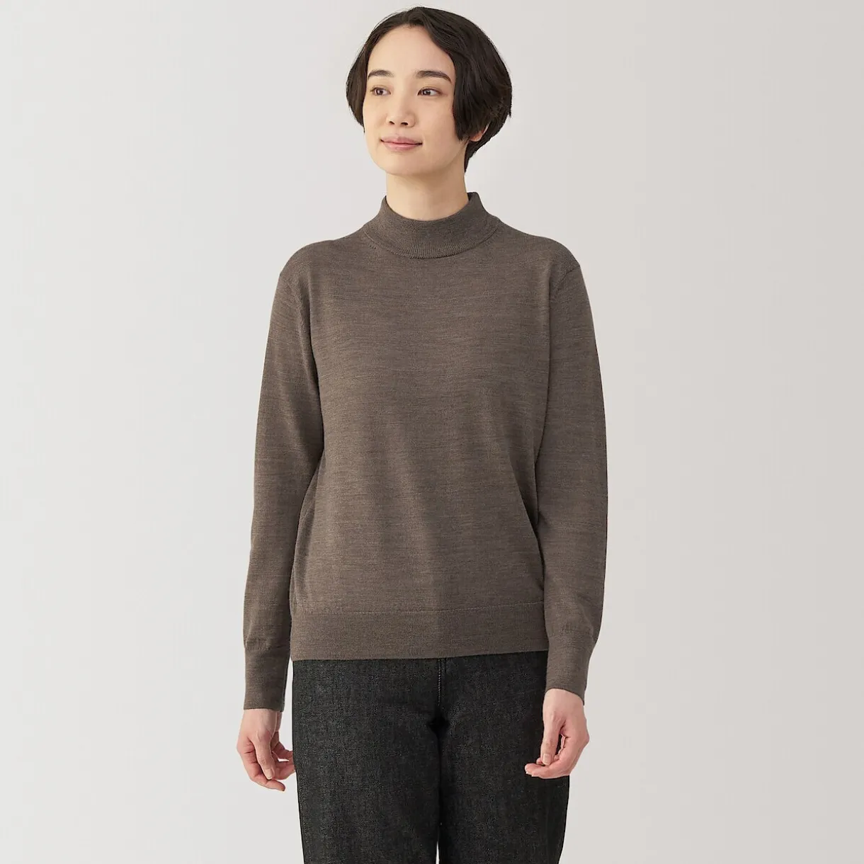 Pull col montant en laine à fine maille femme