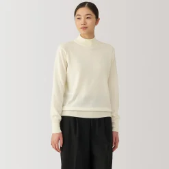 Pull col montant en laine à fine maille femme