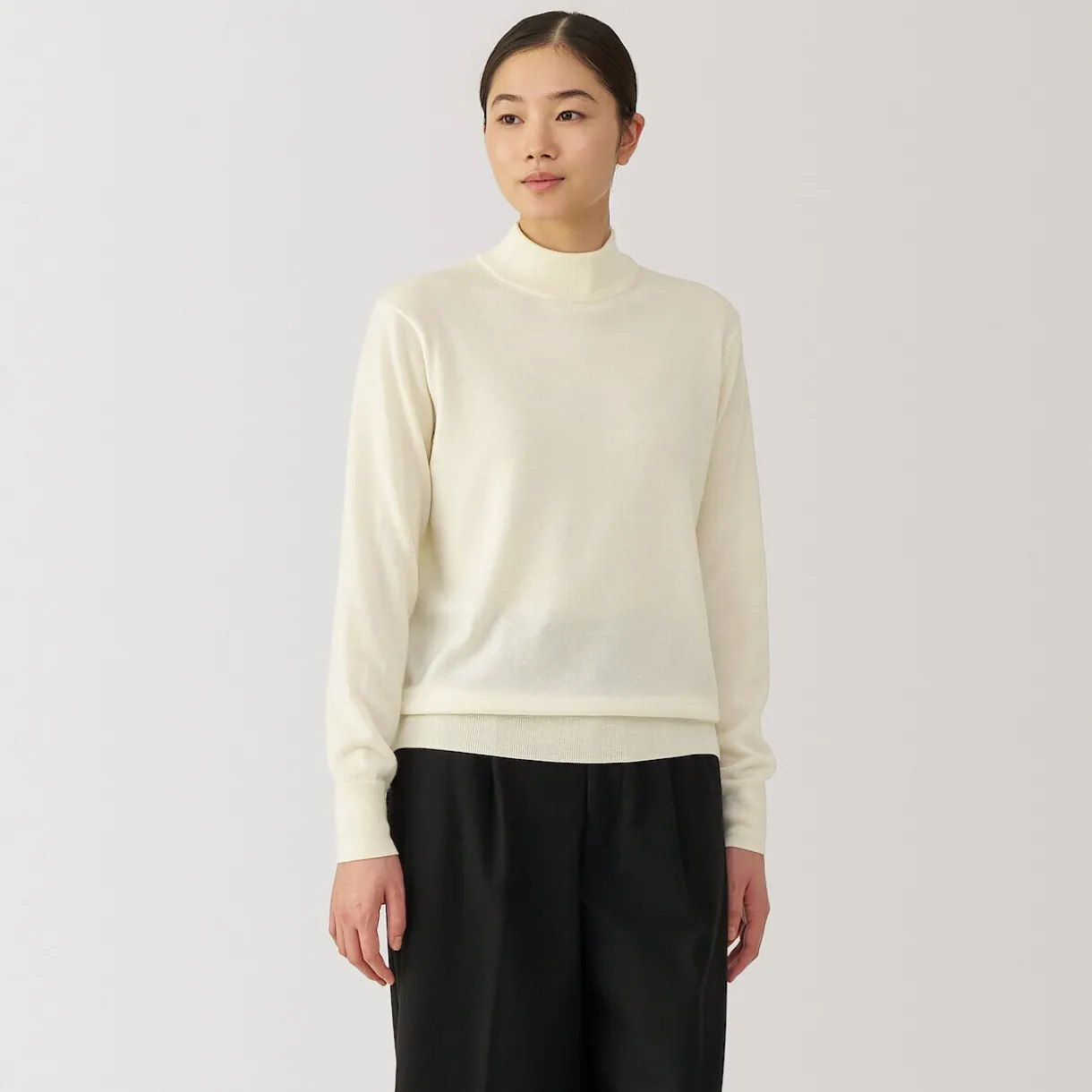 Pull col montant en laine à fine maille femme