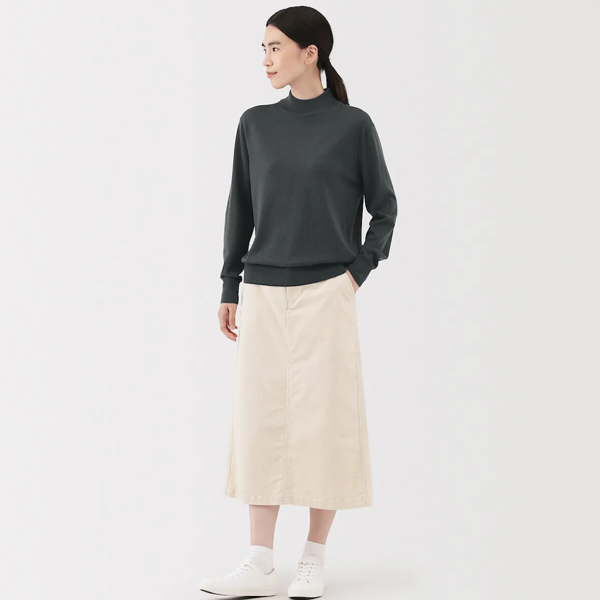 Pull col montant en laine à fine maille femme