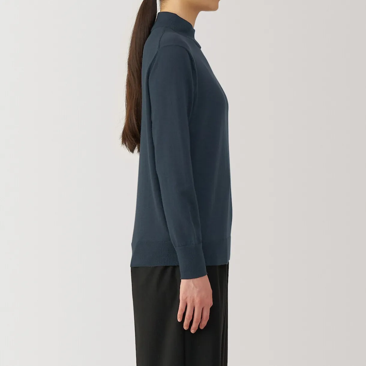 Pull col montant en laine à fine maille femme