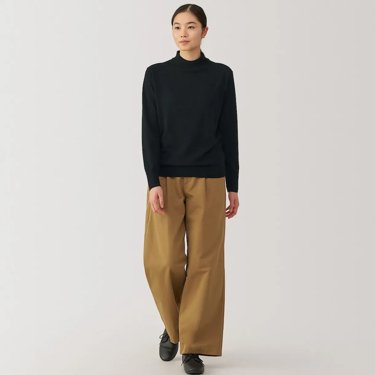 Pull col montant en laine à fine maille femme