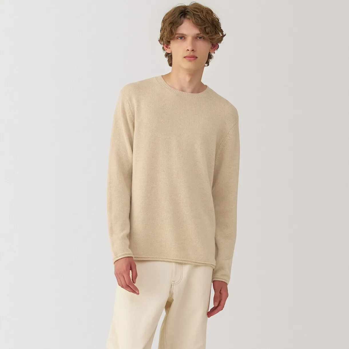 Pull col rond en cachemire pour homme