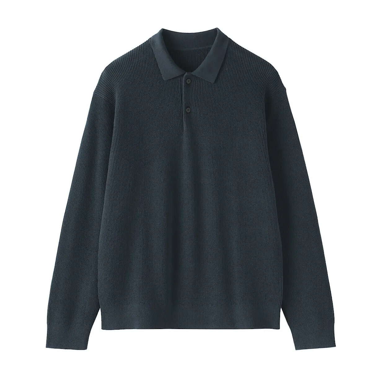 Pull polo côtelé en mélange de coton pour homme
