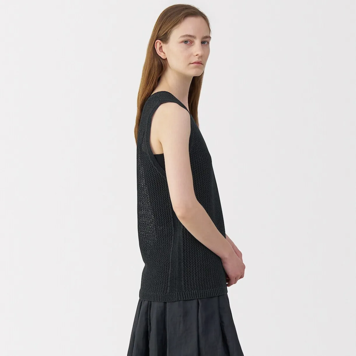 Pull sans manche en tricot de washi et coton pour femme