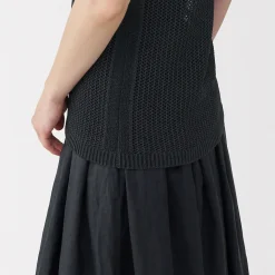 Pull sans manche en tricot de washi et coton pour femme