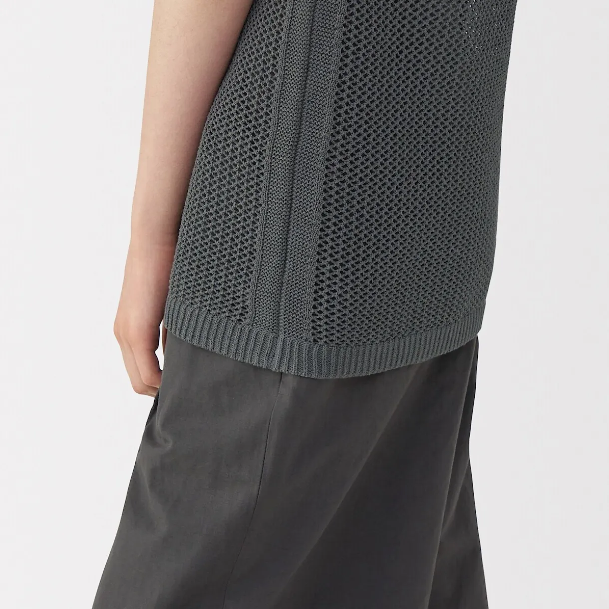 Pull sans manche en tricot de washi et coton pour femme
