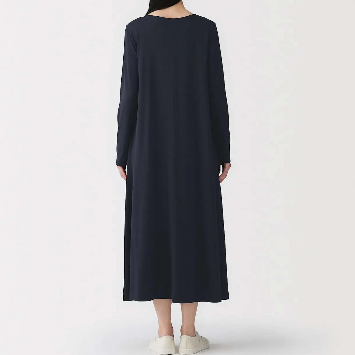 Robe à coupe trapèze et à manches longues en jersey de mélange Lyocell pour femme