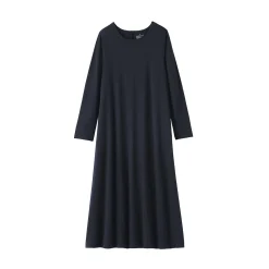 Robe à coupe trapèze et à manches longues en jersey de mélange Lyocell pour femme