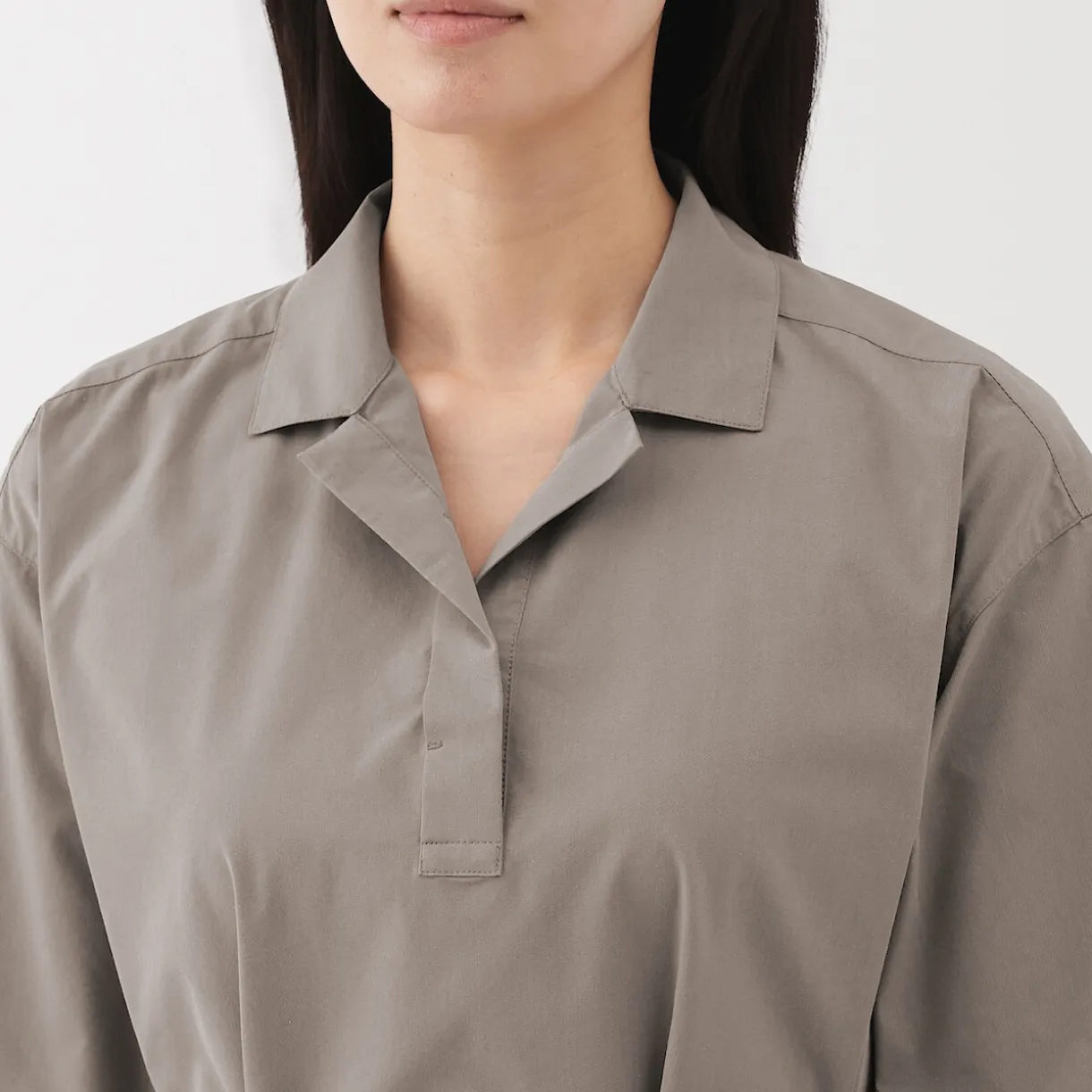 Robe chemise large à manches 3/4 et en coton Quick Dry pour femme
