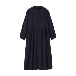 Robe chemise midi en voile de coton pour femme