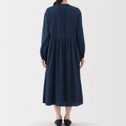 Robe chemise midi en voile de coton pour femme