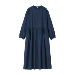 Robe chemise midi en voile de coton pour femme