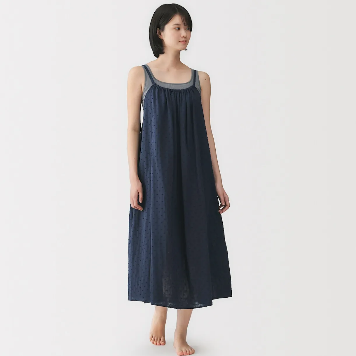 Robe top en double gaze à pois dobby pour femme