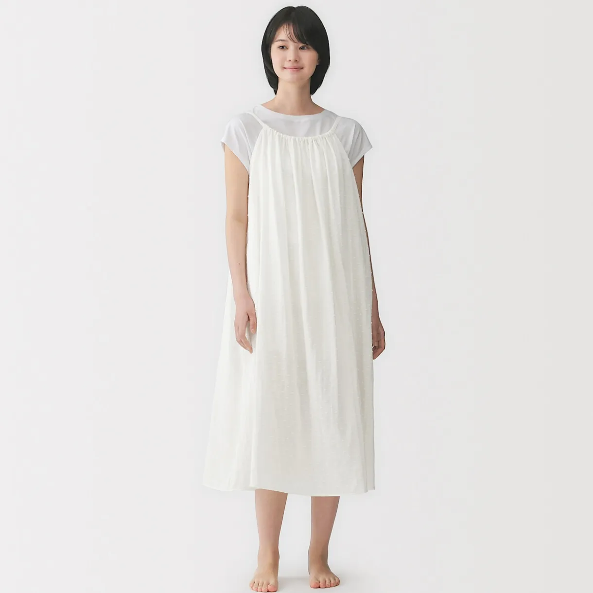 Robe top en double gaze à pois dobby pour femme