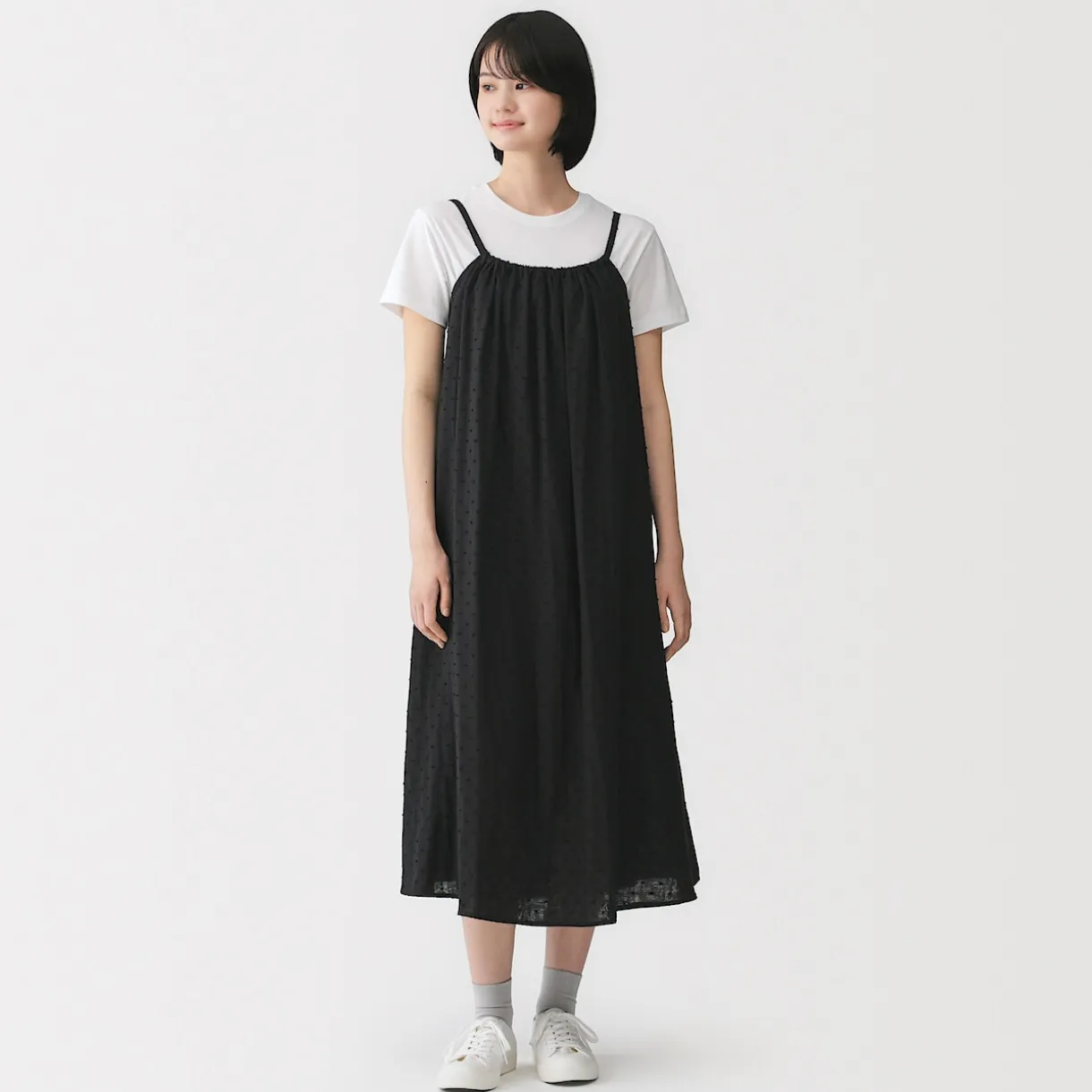 Robe top en double gaze à pois dobby pour femme