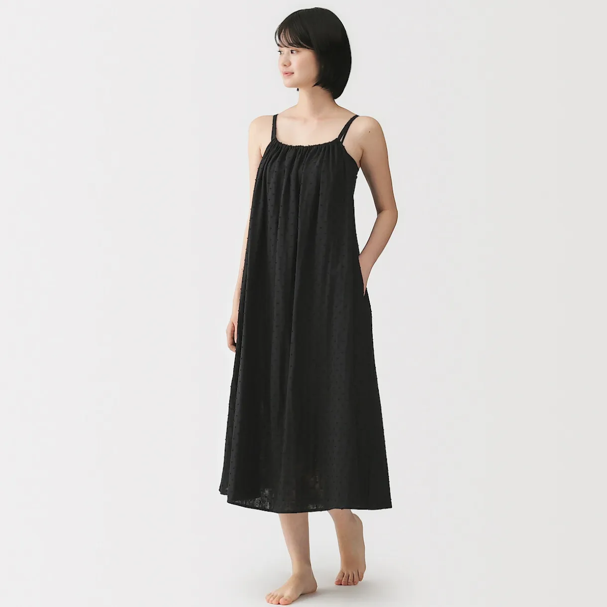 Robe top en double gaze à pois dobby pour femme