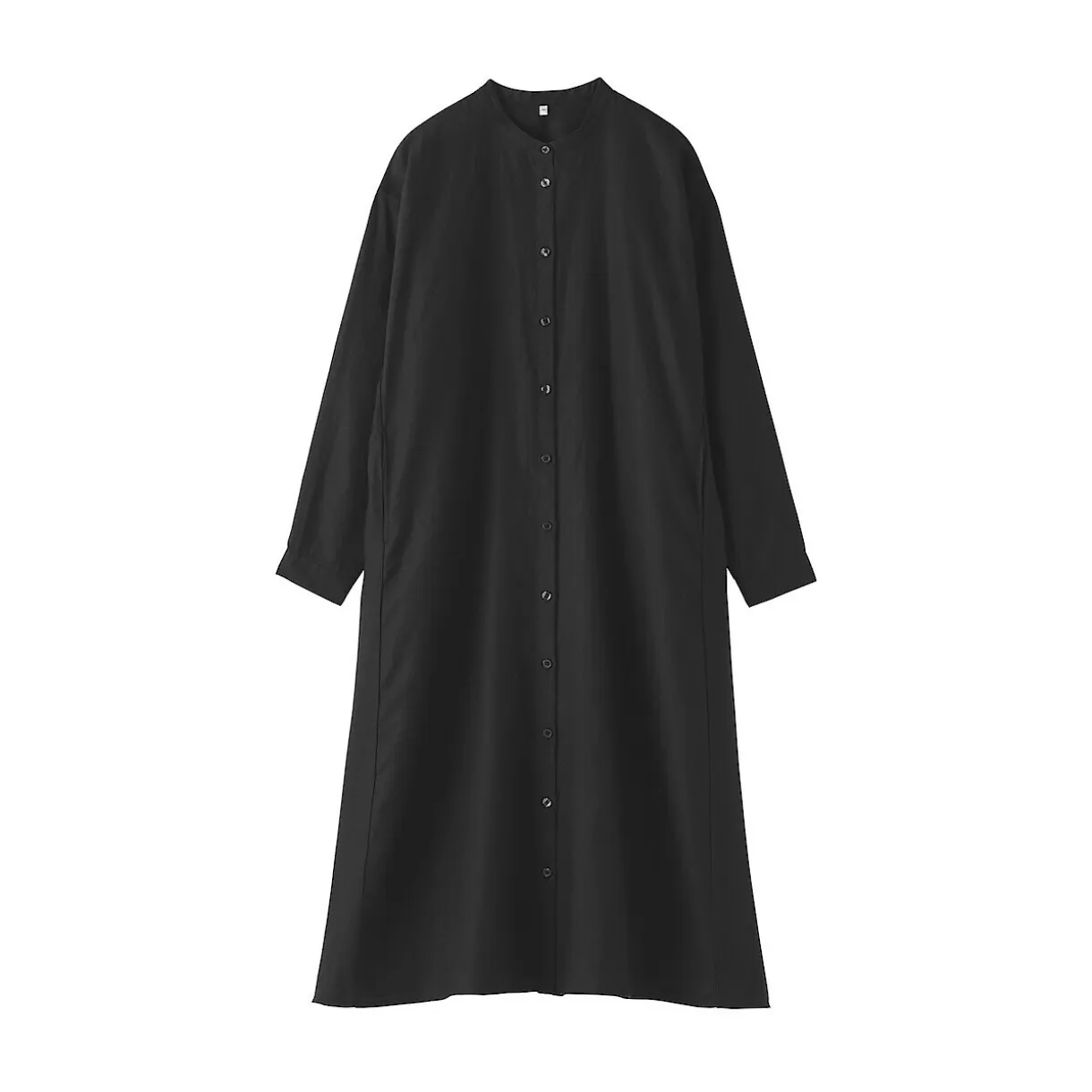 Robe-chemise à col officier en lin lavé pour femme