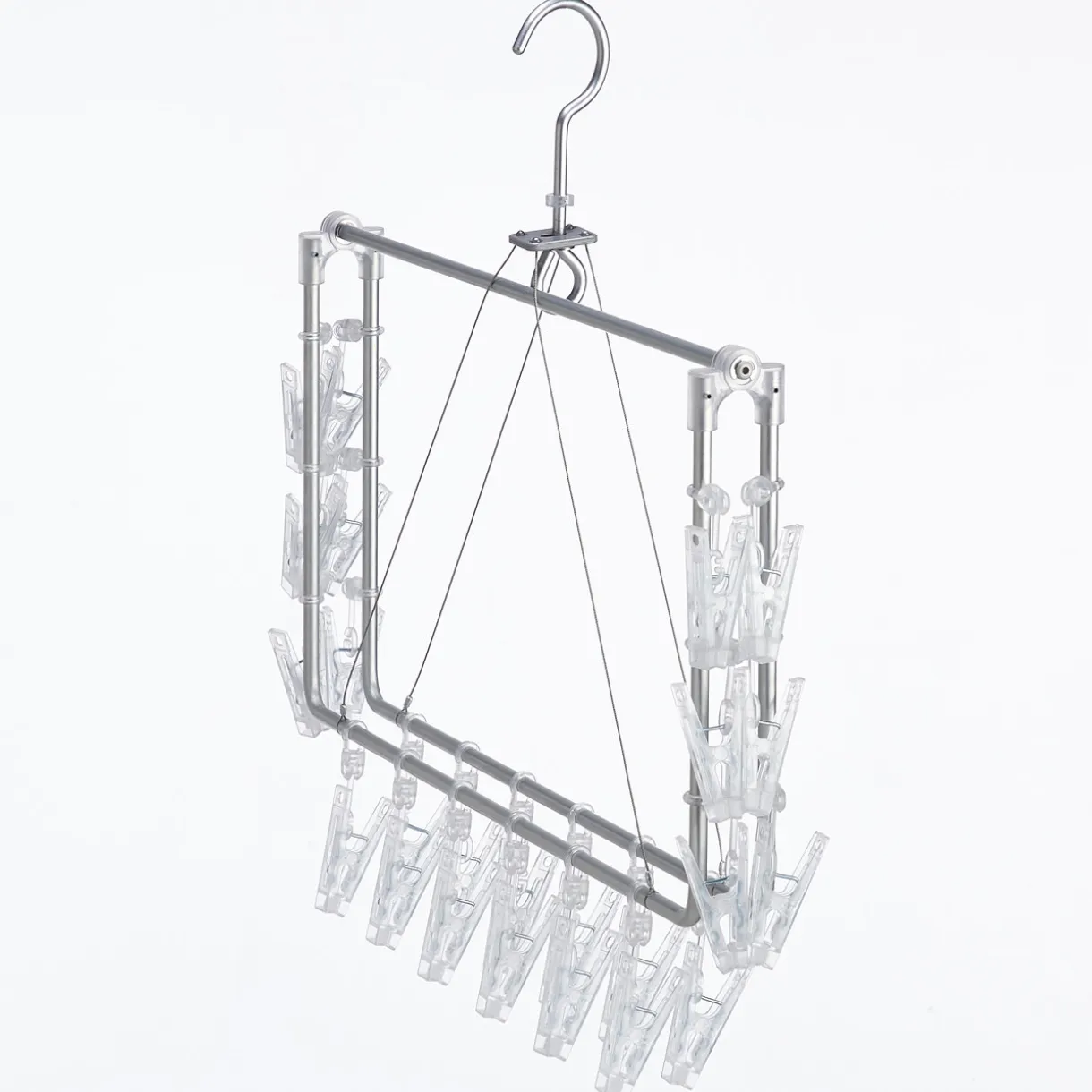 Séchoir rectangulaire pliable en aluminium ‐ 26 pinces