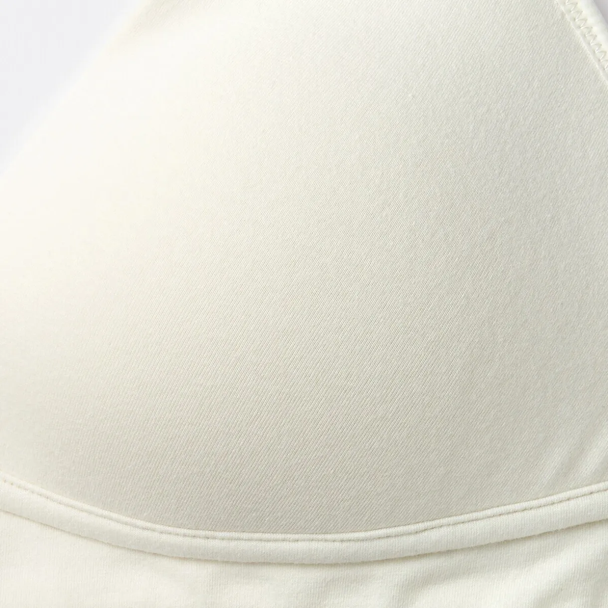 Soutien‐gorge plongeant sans armature en mélange de coton pour femme