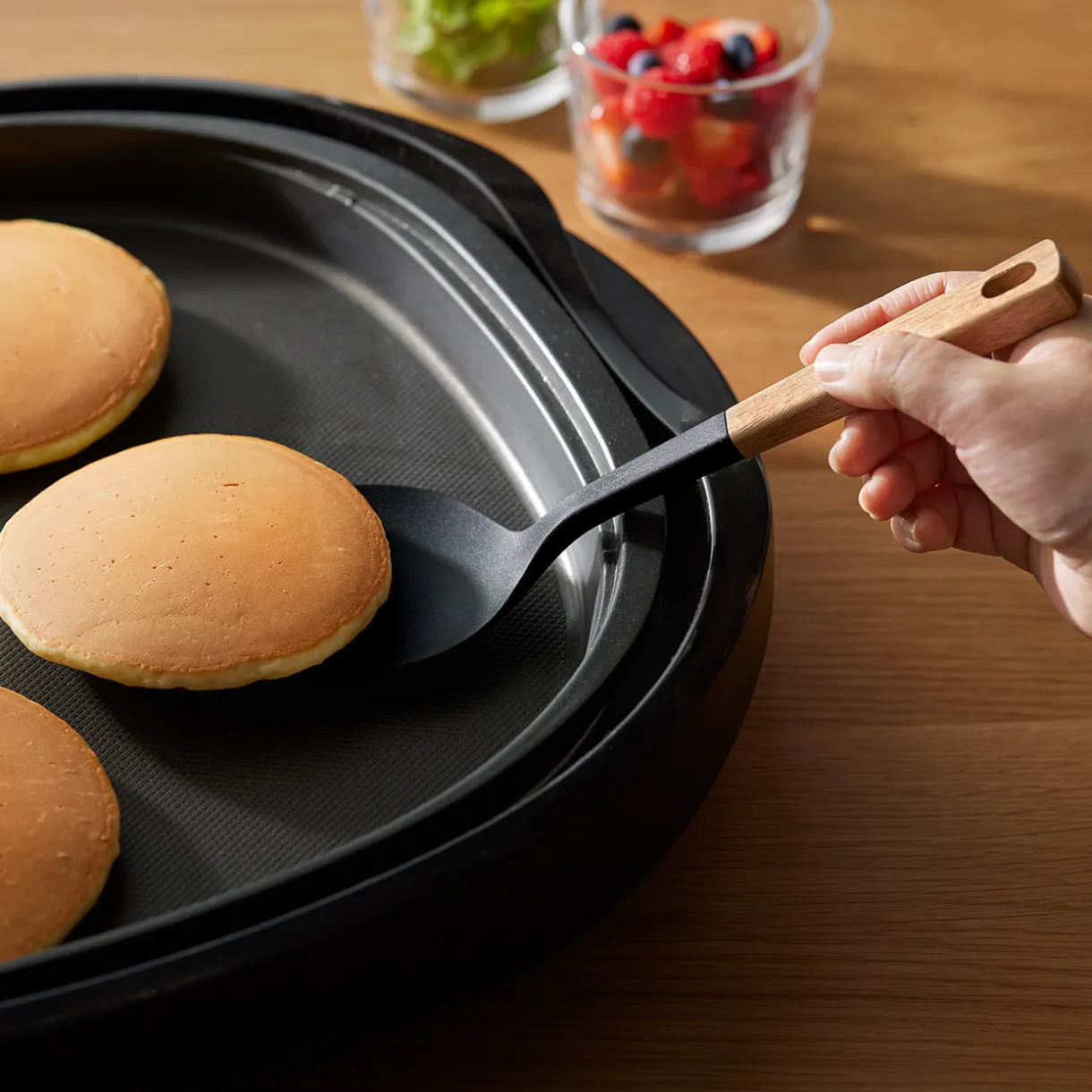 Spatule et cuillère en silicone avec manche en bois