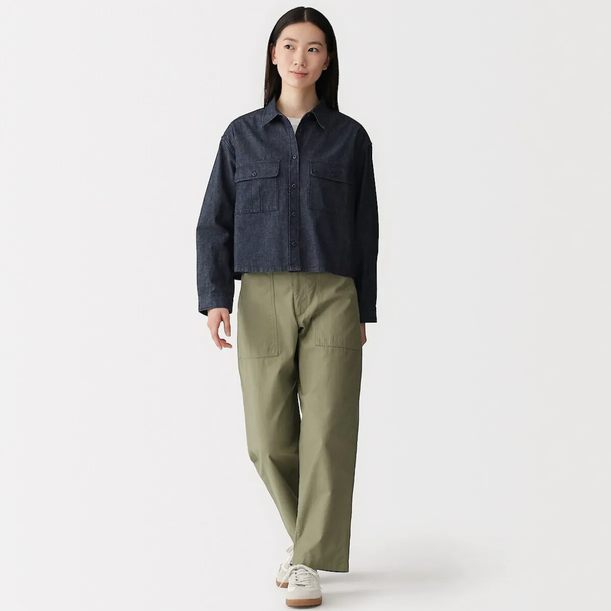 Sur-chemise légère en denim de kapok mélangé pour femme
