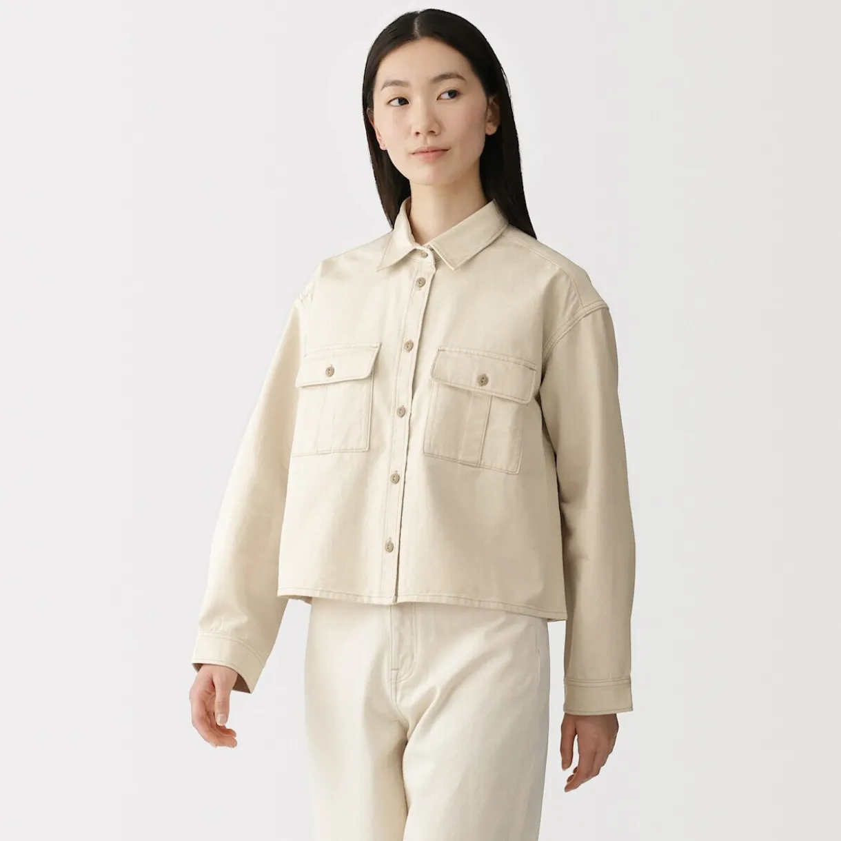 Sur-chemise légère en sergé de kapok mélangé pour femme