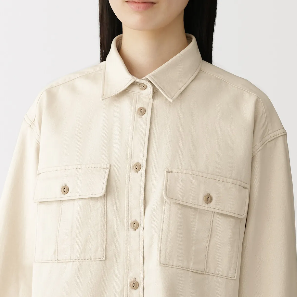 Sur-chemise légère en sergé de kapok mélangé pour femme