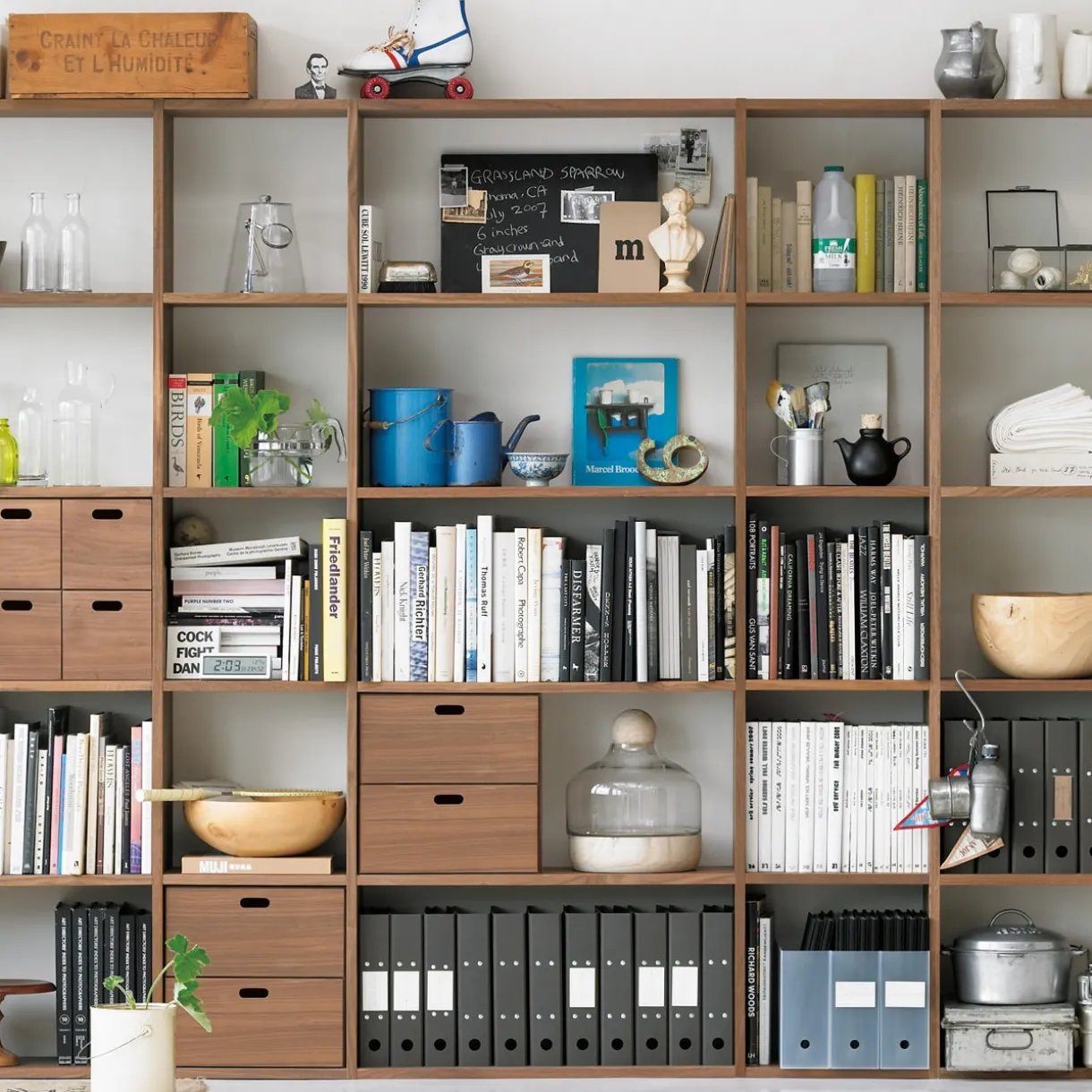 Étagère additionnelle large en noyer ‐ 5 niveaux (Dont Eco‐part. 2,80 €)
