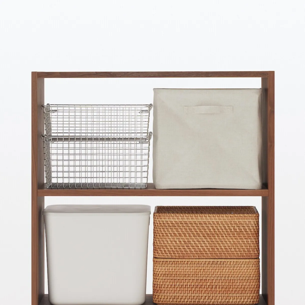 Étagère large en noyer ‐ 2 niveaux (Dont Eco‐part. 1,80 €)