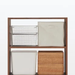Étagère large en noyer ‐ 3 niveaux (Dont Eco‐part. 1,80 €)