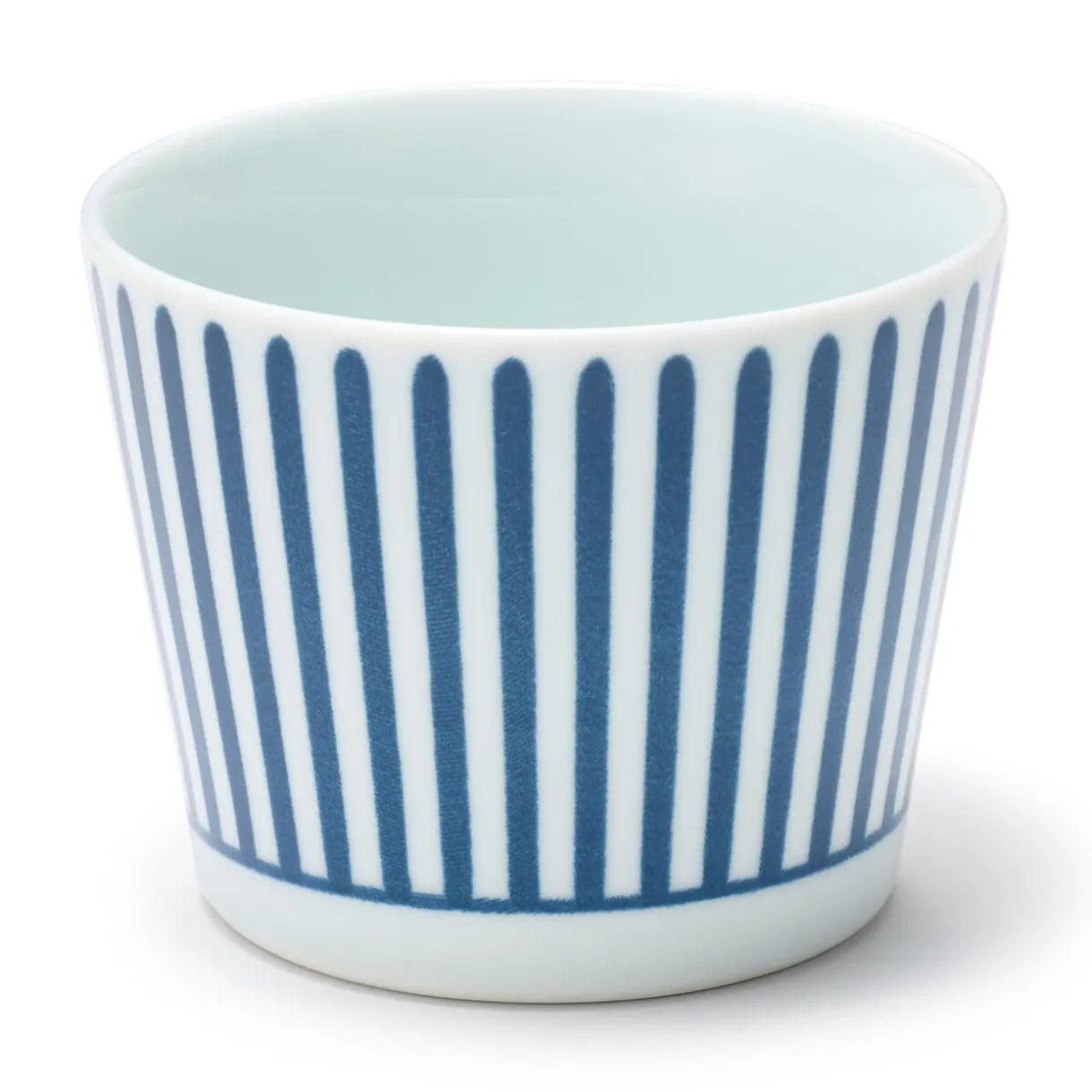Tasse à saké en porcelaine Hasami - Motif rayures éventail