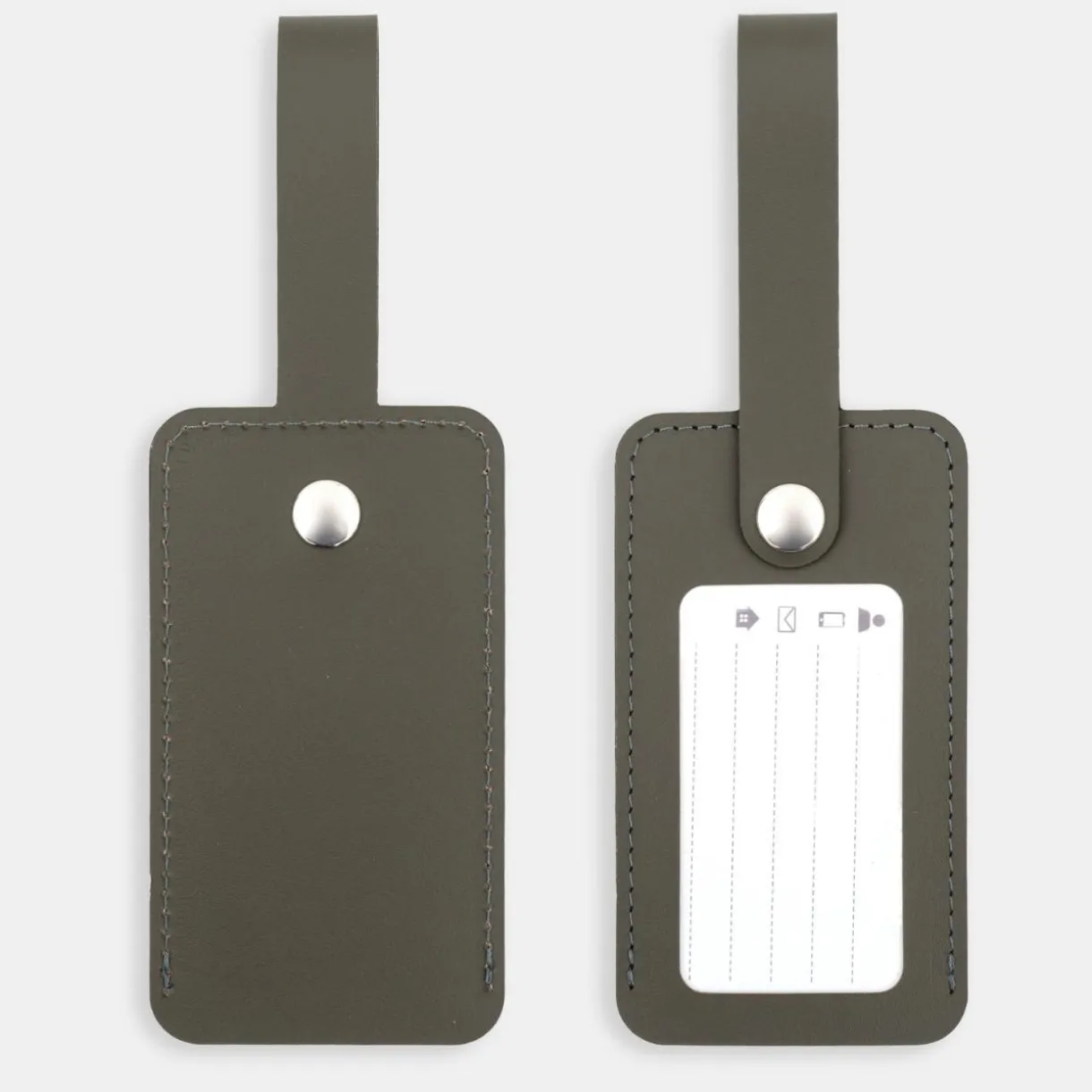 Étiquette de bagage en cuir recyclé - Kaki